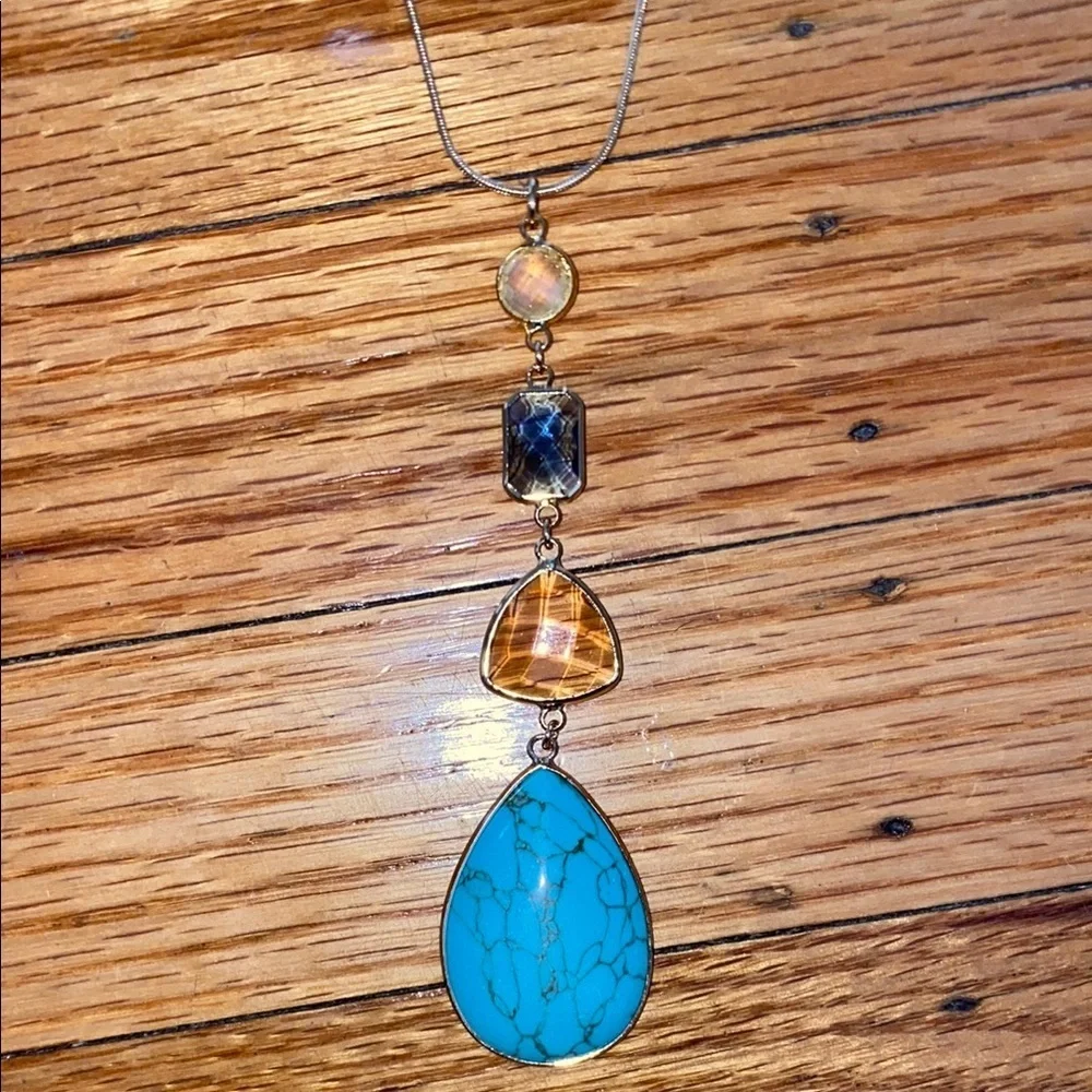 Loft Gold and Blue Pendant Necklace